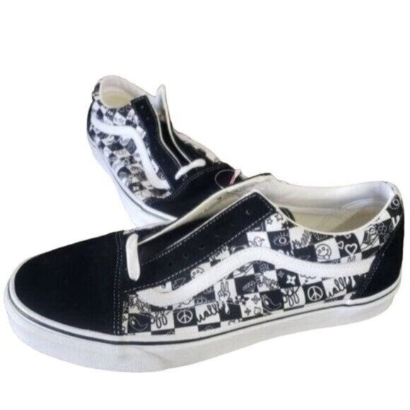 New Vans Old Skool Doodle Checkerboard Womens Shoes Size 7.5 Skater Grunge - Picture 1 of 10
